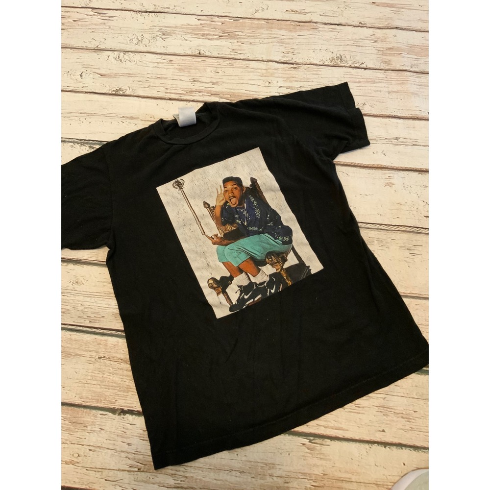 VTG Cross Colours Fresh Prince of Bel-Air Will Smith Graphic T-Shirt Black Med